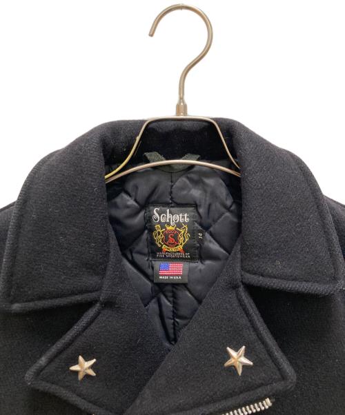 Schott（ショット）Schott (ショット) ワンスターメルトンダブルピーコート ブラック サイズ:１４の古着・服飾アイテム