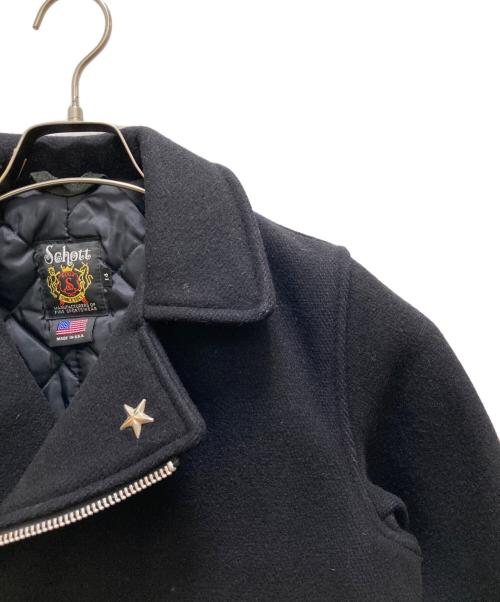 Schott（ショット）Schott (ショット) ワンスターメルトンダブルピーコート ブラック サイズ:１４の古着・服飾アイテム