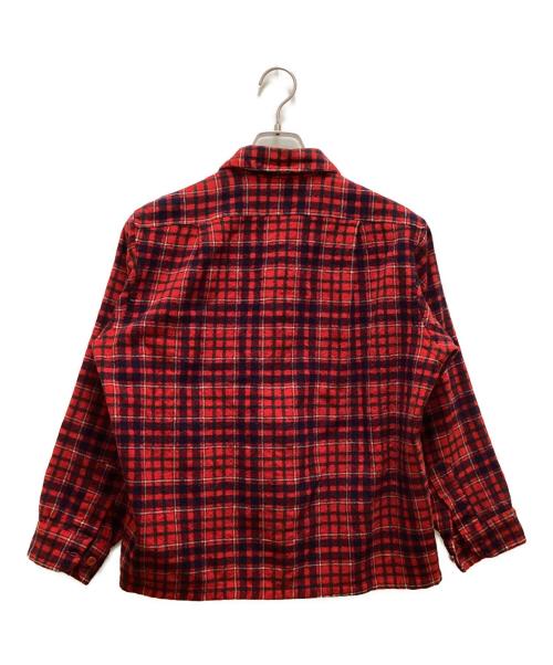 PENDLETON（ペンドルトン）PENDLETON (ペンドルトン) 70s ウールチェック長袖シャツ レッド サイズ:Lの古着・服飾アイテム