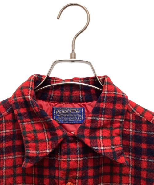 PENDLETON（ペンドルトン）PENDLETON (ペンドルトン) 70s ウールチェック長袖シャツ レッド サイズ:Lの古着・服飾アイテム