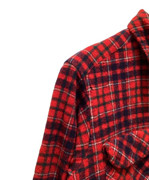 PENDLETON（ペンドルトン）PENDLETON (ペンドルトン) 70s ウールチェック長袖シャツ レッド サイズ:Lの古着・服飾アイテム