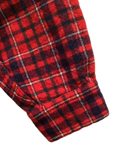 PENDLETON（ペンドルトン）PENDLETON (ペンドルトン) 70s ウールチェック長袖シャツ レッド サイズ:Lの古着・服飾アイテム