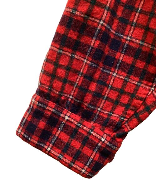 PENDLETON（ペンドルトン）PENDLETON (ペンドルトン) 70s ウールチェック長袖シャツ レッド サイズ:Lの古着・服飾アイテム