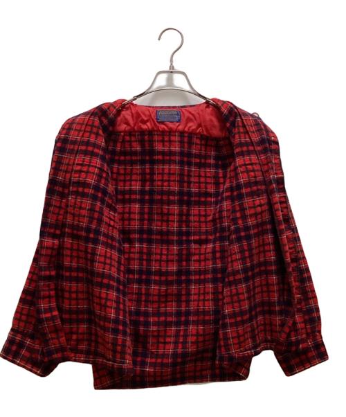 PENDLETON（ペンドルトン）PENDLETON (ペンドルトン) 70s ウールチェック長袖シャツ レッド サイズ:Lの古着・服飾アイテム