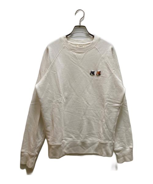 maison kitsune（メゾンキツネ）maison kitsune (メゾンキツネ) DOUBLE FOX HEAD PATCH CLASSIC SWEATSHIRT アイボリー サイズ:XSの古着・服飾アイテム