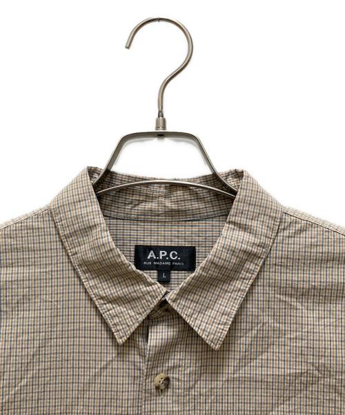 A.P.C.（アーペーセー）A.P.C. (アーペーセー) チェックシャツ ベージュ サイズ:Lの古着・服飾アイテム
