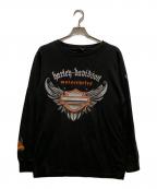 HARLEY-DAVIDSONハーレーダビッドソン）の古着「00S バー＆シールドロングスリーブカットソー」｜ブラック