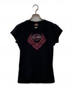 HARLEY-DAVIDSONハーレーダビッドソン）の古着「ヴィンテージラインストーンロゴTシャツ」｜ブラック