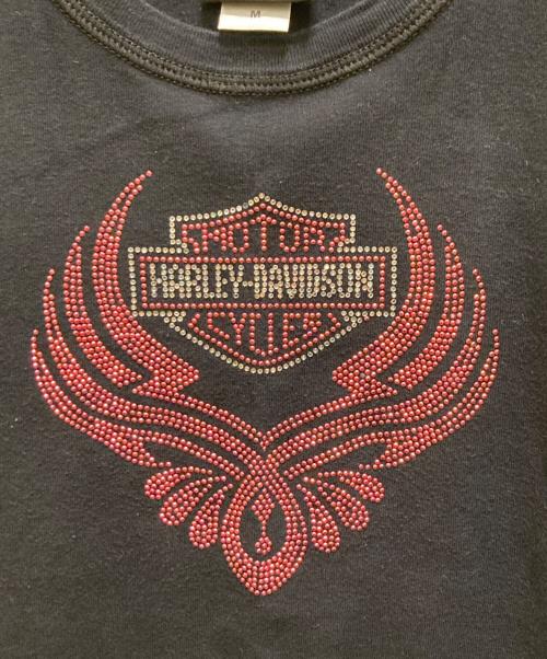 HARLEY-DAVIDSON（ハーレーダビッドソン）HARLEY-DAVIDSON (ハーレーダビッドソン) ヴィンテージラインストーンロゴTシャツ ブラック サイズ:Mの古着・服飾アイテム
