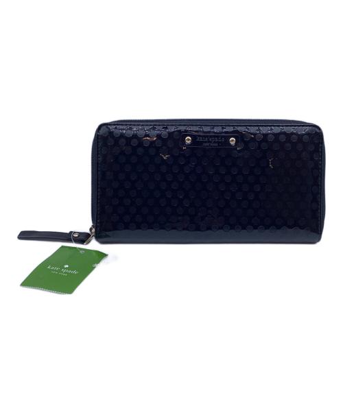 Kate Spade（ケイトスペード）Kate Spade (ケイトスペード) ラウンドファスナーエナメルドット柄長財布 ブラックの古着・服飾アイテム