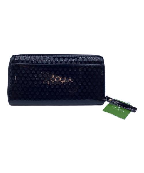 Kate Spade（ケイトスペード）Kate Spade (ケイトスペード) ラウンドファスナーエナメルドット柄長財布 ブラックの古着・服飾アイテム