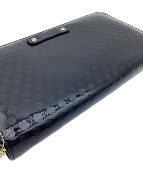 Kate Spade（ケイトスペード）Kate Spade (ケイトスペード) ラウンドファスナーエナメルドット柄長財布 ブラックの古着・服飾アイテム
