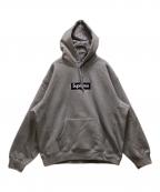 SUPREMEシュプリーム）の古着「ボックスロゴフーデッドスウェットシャツ」｜グレー×ネイビー