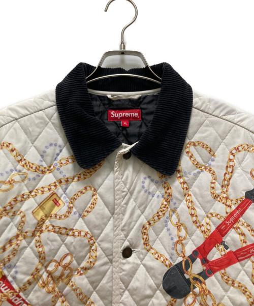 SUPREME（シュプリーム）Supreme (シュプリーム) チェーンプリント キルティング ジャケット ホワイト サイズ:XLの古着・服飾アイテム