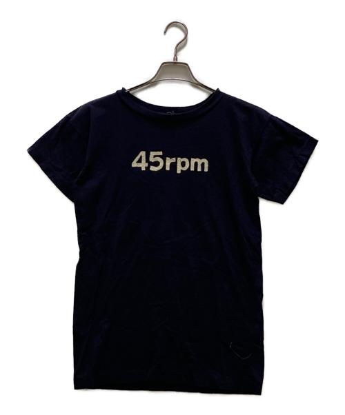 45rpm（45アールピーエム）45rpm (45アールピーエム) ロゴプリントTシャツ ネイビー サイズ:2の古着・服飾アイテム