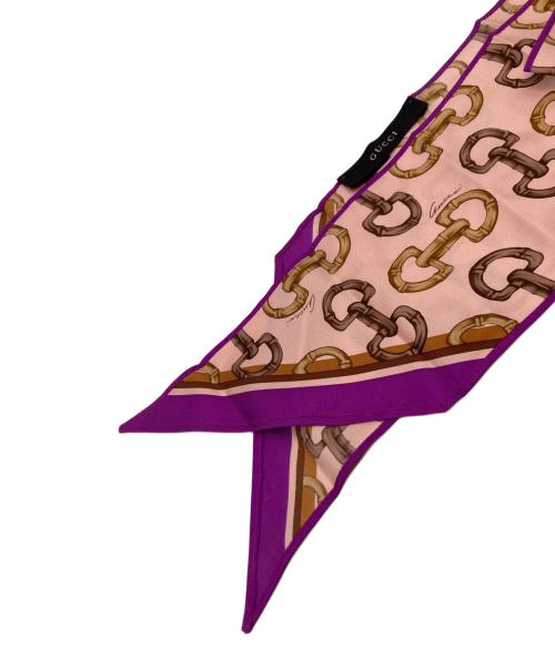 GUCCI（グッチ）GUCCI (グッチ) ホースビットスカーフ ホワイト×パープルの古着・服飾アイテム