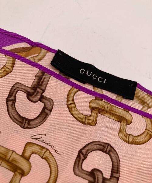 GUCCI（グッチ）GUCCI (グッチ) ホースビットスカーフ ホワイト×パープルの古着・服飾アイテム