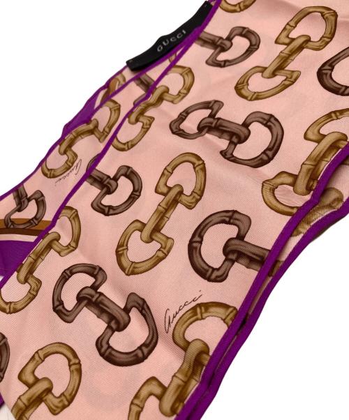 GUCCI（グッチ）GUCCI (グッチ) ホースビットスカーフ ホワイト×パープルの古着・服飾アイテム