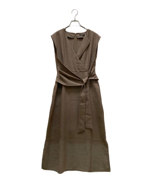 allureville（アルアバイル）allureville (アルアバイル) リネンオックスカシュクールマキシワンピース カーキ サイズ:2の古着・服飾アイテム