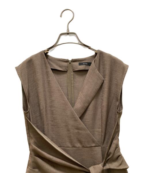 allureville（アルアバイル）allureville (アルアバイル) リネンオックスカシュクールマキシワンピース カーキ サイズ:2の古着・服飾アイテム