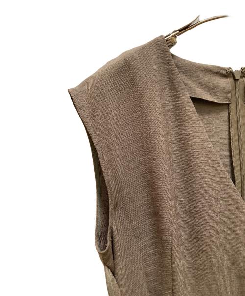 allureville（アルアバイル）allureville (アルアバイル) リネンオックスカシュクールマキシワンピース カーキ サイズ:2の古着・服飾アイテム