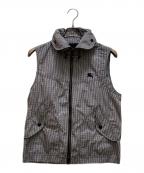 BURBERRY BLACK LABELバーバリーブラックレーベル）の古着「ロゴ刺繍ギンガムチェックベスト」｜ホワイト×ブラック