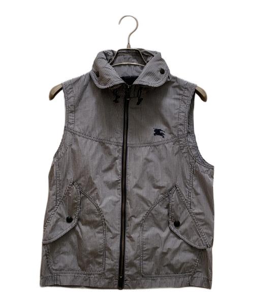 BURBERRY BLACK LABEL（バーバリーブラックレーベル）BURBERRY BLACK LABEL (バーバリーブラックレーベル) ロゴ刺繍ギンガムチェックベスト ホワイト×ブラック サイズ:Mの古着・服飾アイテム