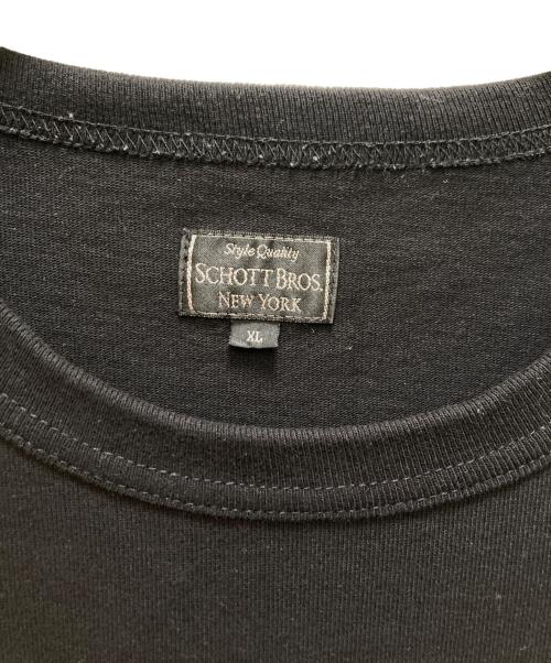 SCHOTT BROS.（ショット）SCHOTT BROS. (ショット) LEATHER PKT T ONE STAR スタースタッズ付 クルーネック レザーポケットTシャツ ブラック サイズ:XLの古着・服飾アイテム