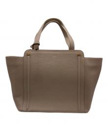 PELLE MORBIDA（ペッレモルビダ）の古着「VELA シュリンク型押し シボ革ハンドバッグ」｜ベージュ