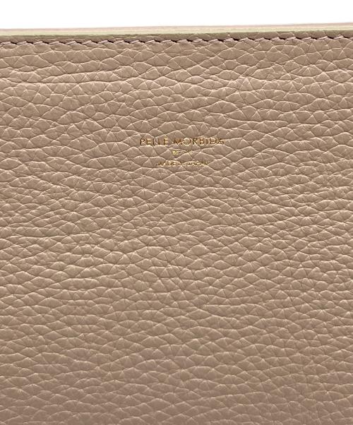 PELLE MORBIDA（ペッレモルビダ）PELLE MORBIDA (ペッレモルビダ) VELA シュリンク型押し シボ革ハンドバッグ ベージュの古着・服飾アイテム