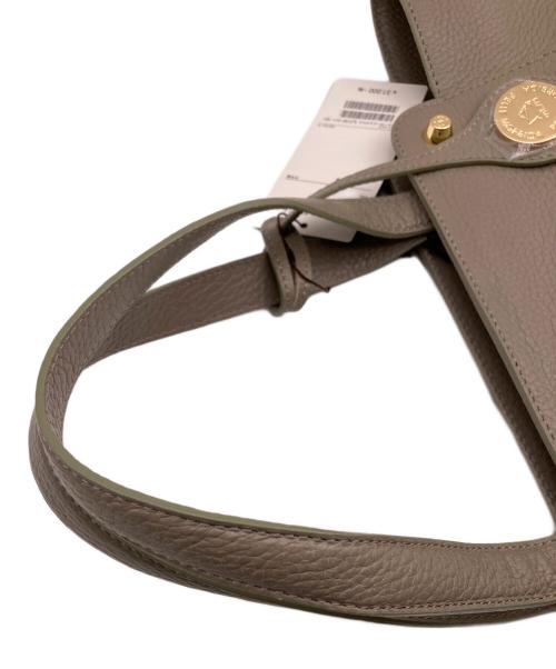 PELLE MORBIDA（ペッレモルビダ）PELLE MORBIDA (ペッレモルビダ) VELA シュリンク型押し シボ革ハンドバッグ ベージュの古着・服飾アイテム