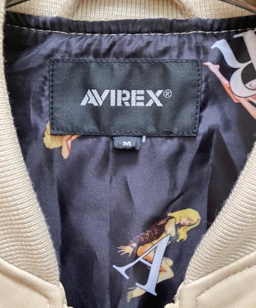 AVIREX（アヴィレックス）AVIREX (アヴィレックス) レザー タイプ MA-1 ライニング ピンナップ ベージュ サイズ:Mの古着・服飾アイテム