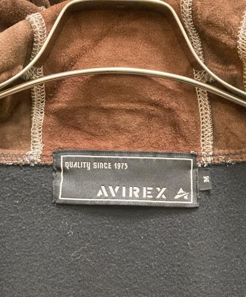 AVIREX（アヴィレックス）AVIREX (アヴィレックス) ゴートレザー切替フーデッドジャケット ブラック×ブラウン サイズ:Mの古着・服飾アイテム