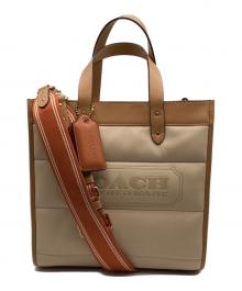 COACH（コーチ）の古着「フィールドトート ウィズ カラーブロック キルティングバッグ」｜ベージュ