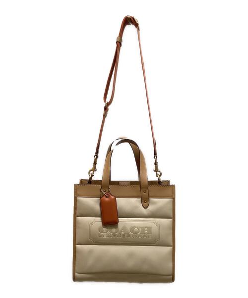 COACH（コーチ）COACH (コーチ) フィールドトート ウィズ カラーブロック キルティングバッグ ベージュの古着・服飾アイテム