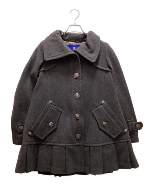 BURBERRY BLUE LABEL（バーバリー ブルー レーベル）BURBERRY BLUE LABEL (バーバリー ブルー レーベル) 裏地チェックウールスタンドカラーコート グレー サイズ:３６の古着・服飾アイテム