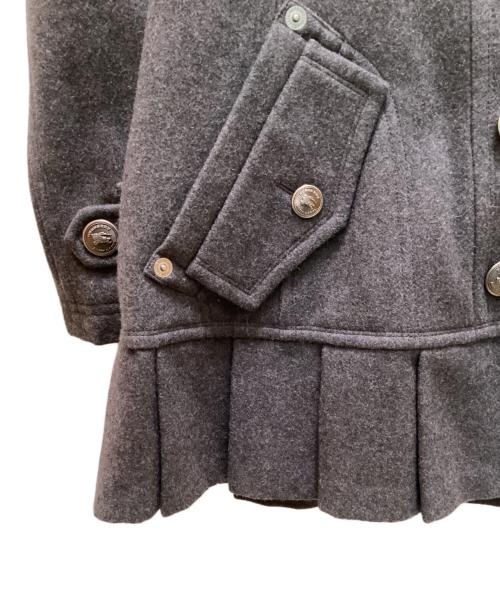 BURBERRY BLUE LABEL（バーバリー ブルー レーベル）BURBERRY BLUE LABEL (バーバリー ブルー レーベル) 裏地チェックウールスタンドカラーコート グレー サイズ:３６の古着・服飾アイテム