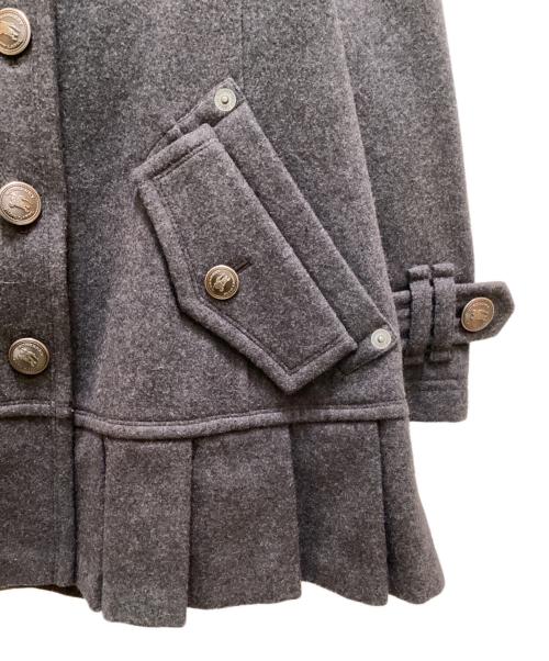 BURBERRY BLUE LABEL（バーバリー ブルー レーベル）BURBERRY BLUE LABEL (バーバリー ブルー レーベル) 裏地チェックウールスタンドカラーコート グレー サイズ:３６の古着・服飾アイテム