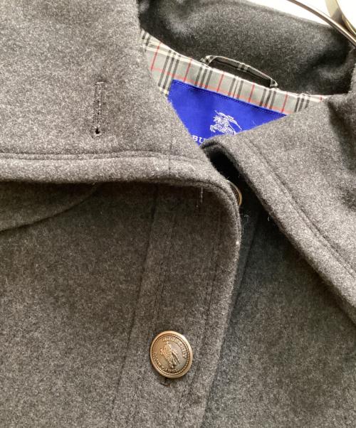 BURBERRY BLUE LABEL（バーバリー ブルー レーベル）BURBERRY BLUE LABEL (バーバリー ブルー レーベル) 裏地チェックウールスタンドカラーコート グレー サイズ:３６の古着・服飾アイテム