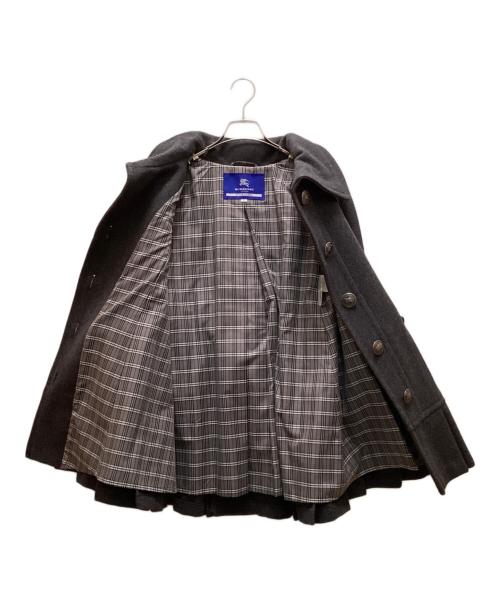 BURBERRY BLUE LABEL（バーバリー ブルー レーベル）BURBERRY BLUE LABEL (バーバリー ブルー レーベル) 裏地チェックウールスタンドカラーコート グレー サイズ:３６の古着・服飾アイテム