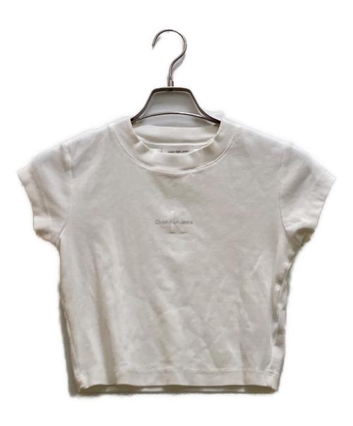 Calvin Klein Jeans（カルバンクラインジーンズ）Calvin Klein Jeans (カルバンクラインジーンズ) モノグラムベビーTシャツ ホワイト サイズ:Mの古着・服飾アイテム