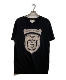 GUCCI（グッチ）の古着「ダメージ加工 タイガープリントTシャツ」｜ブラック