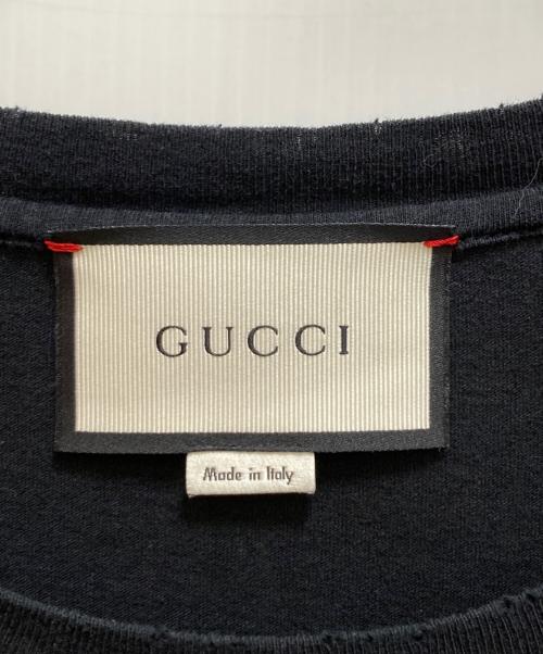GUCCI（グッチ）GUCCI (グッチ) ダメージ加工 タイガープリントTシャツ ブラック サイズ:Lの古着・服飾アイテム