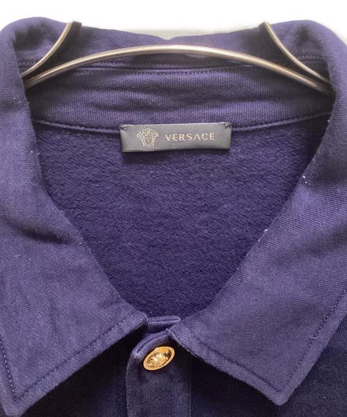 VERSACE（ヴェルサーチェ）VERSACE (ヴェルサーチェ) メデューサ・エンブロイダード・コットン・ジャケット ネイビー サイズ:2XLの古着・服飾アイテム