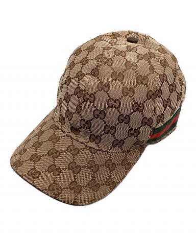 GUCCI グッチ キャップ  ベージュ 【古着】【中古】【送料無料】 中古・古着通販】GUCCI (グッチ) GGキャンバス ベースボールキャップ