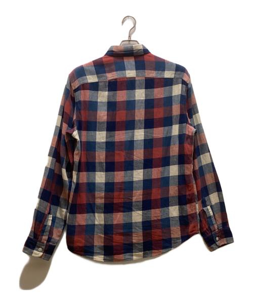 RRL（ダブルアールエル）RRL (ダブルアールエル) リネンブレンドレギュラーカラーチェックシャツ ブルー×レッド サイズ:Mの古着・服飾アイテム
