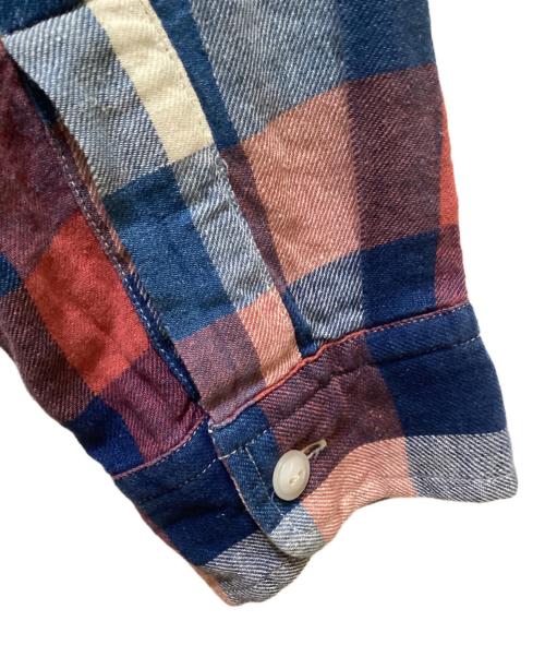 RRL（ダブルアールエル）RRL (ダブルアールエル) リネンブレンドレギュラーカラーチェックシャツ ブルー×レッド サイズ:Mの古着・服飾アイテム