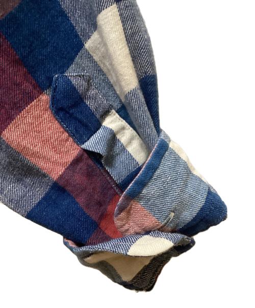 RRL（ダブルアールエル）RRL (ダブルアールエル) リネンブレンドレギュラーカラーチェックシャツ ブルー×レッド サイズ:Mの古着・服飾アイテム