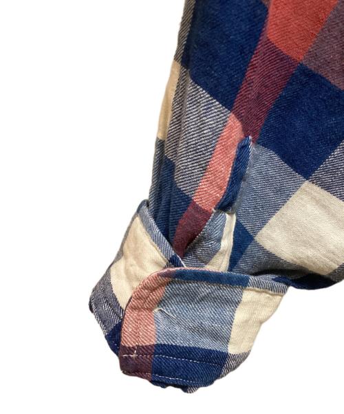 RRL（ダブルアールエル）RRL (ダブルアールエル) リネンブレンドレギュラーカラーチェックシャツ ブルー×レッド サイズ:Mの古着・服飾アイテム