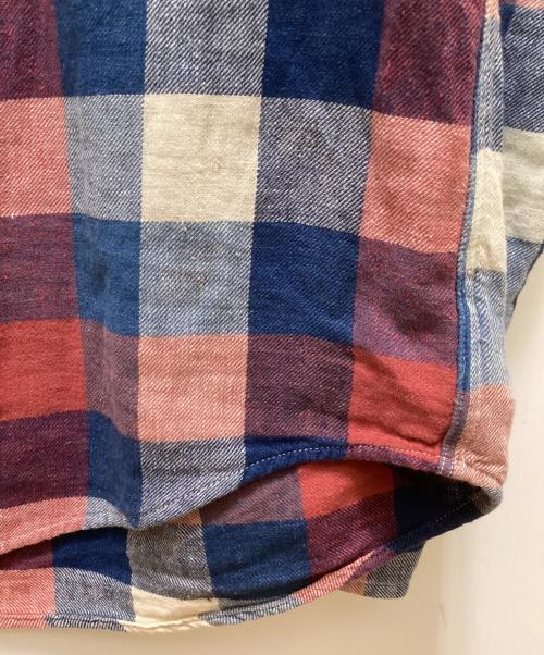 RRL（ダブルアールエル）RRL (ダブルアールエル) リネンブレンドレギュラーカラーチェックシャツ ブルー×レッド サイズ:Mの古着・服飾アイテム